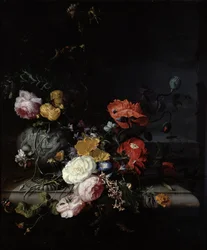 Nature morte avec fleurs et insectes